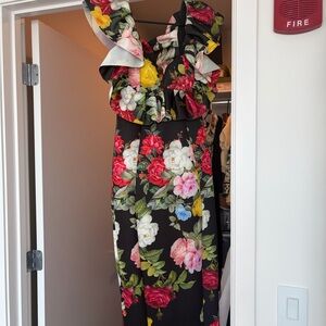 ASOS Black Floral Midi Dress